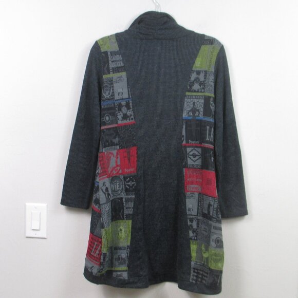 Aventures Des Toiles Multicolor Art Print Cotton Blend Cardigan Sweater Women 40 - Picture 2 of 5